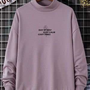 Manfinity Letter Graphic Mock Neck Drop Shoulder Sweatshirt